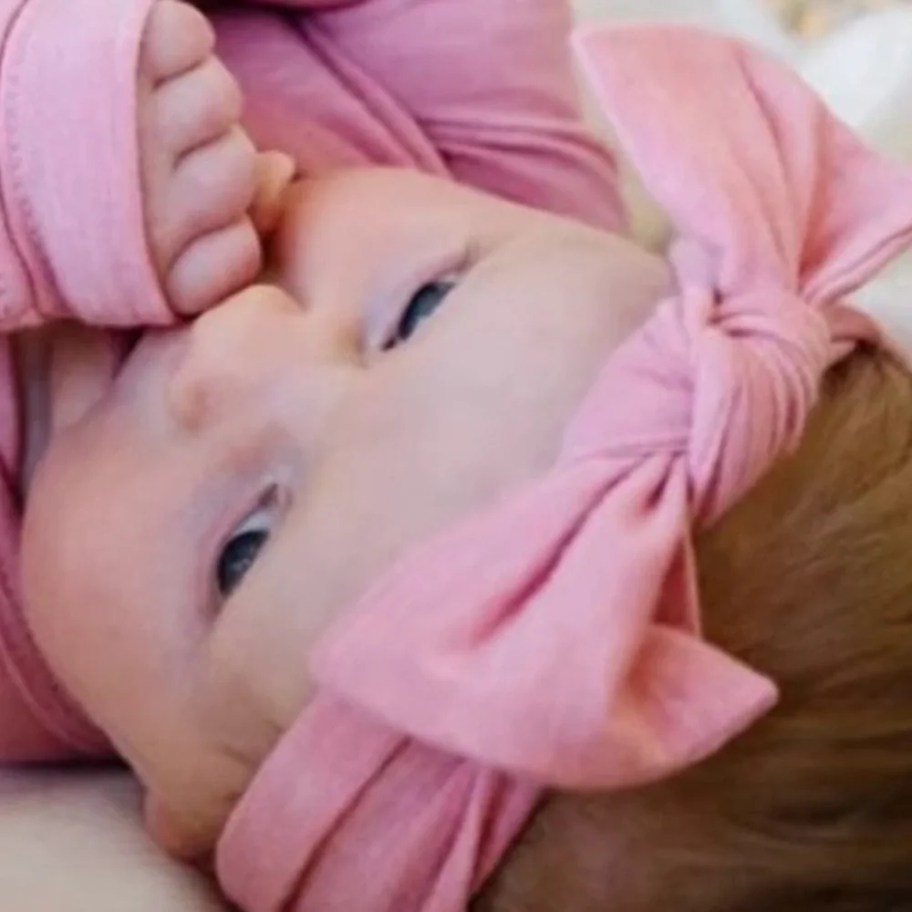 Copper Pearl Knit Baby Headband Bow